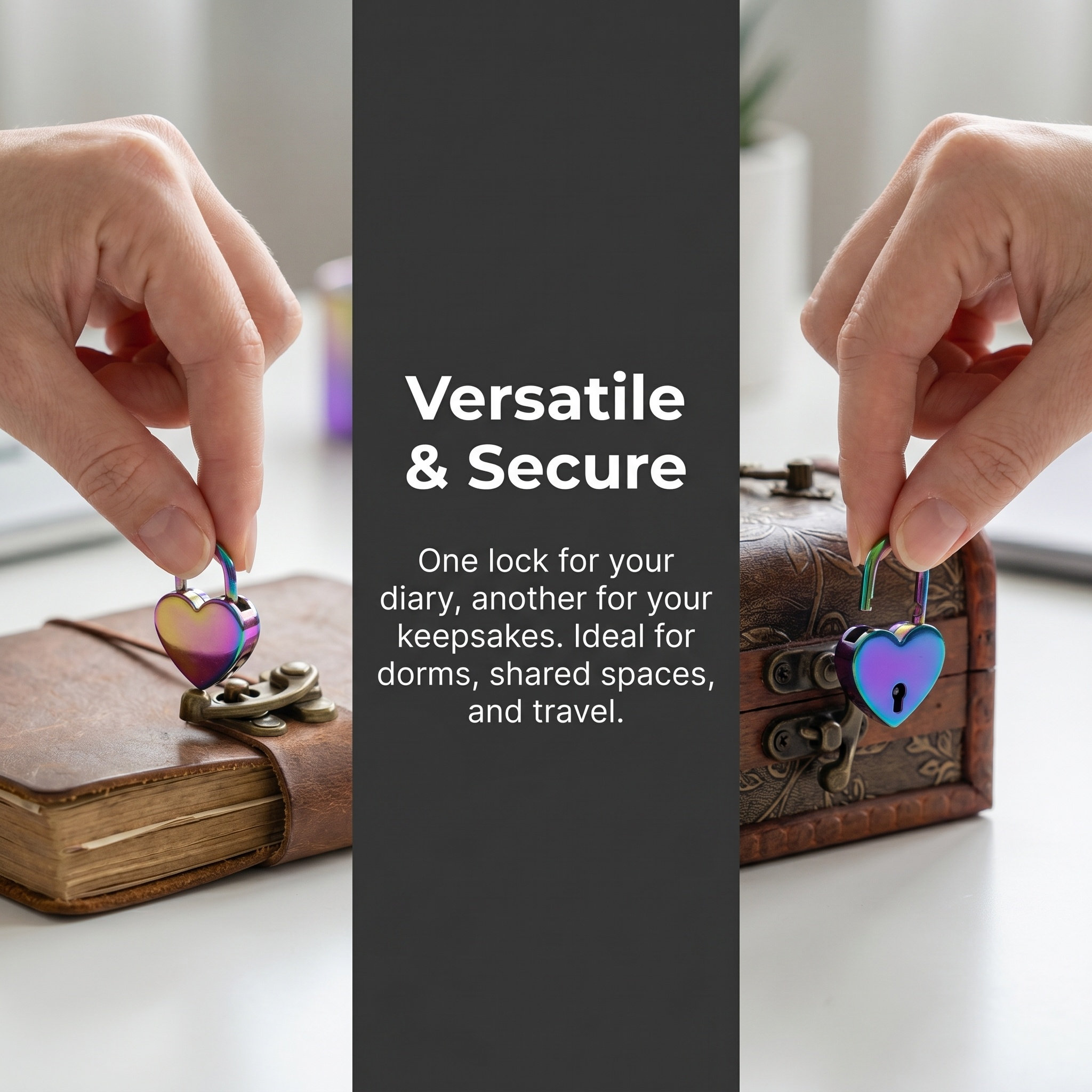 2Set Mini Heart Shaped Padlock - Lockbox Key Secure review and price